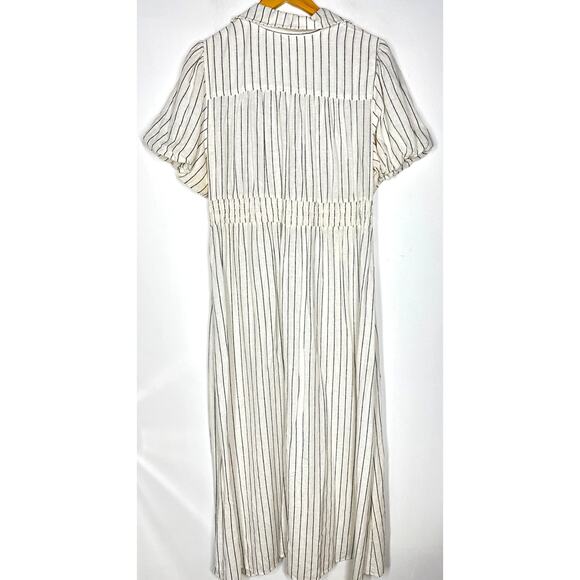 Derek Lam Maya Shirt Dress Striped Knot Waist Short Sleeve Midi Black & White 6 - Picture 4 of 12